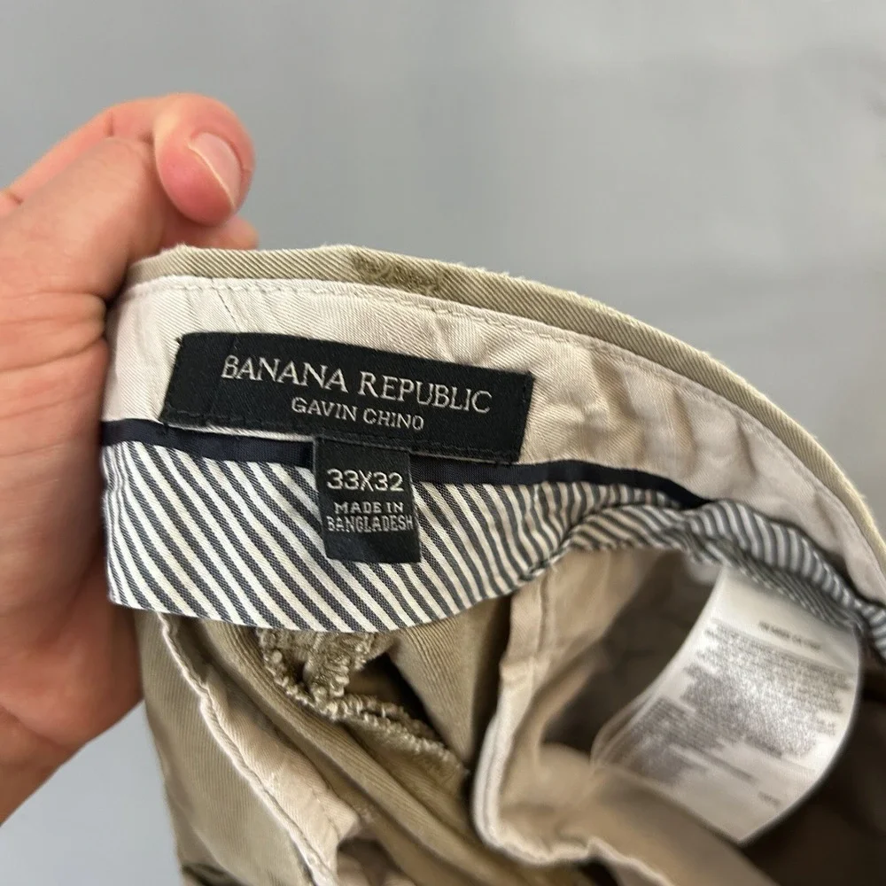 Banana Republic Gavin Pants Chino Men's 32Wx30L Khaki Tan Trousers‎ Classicore